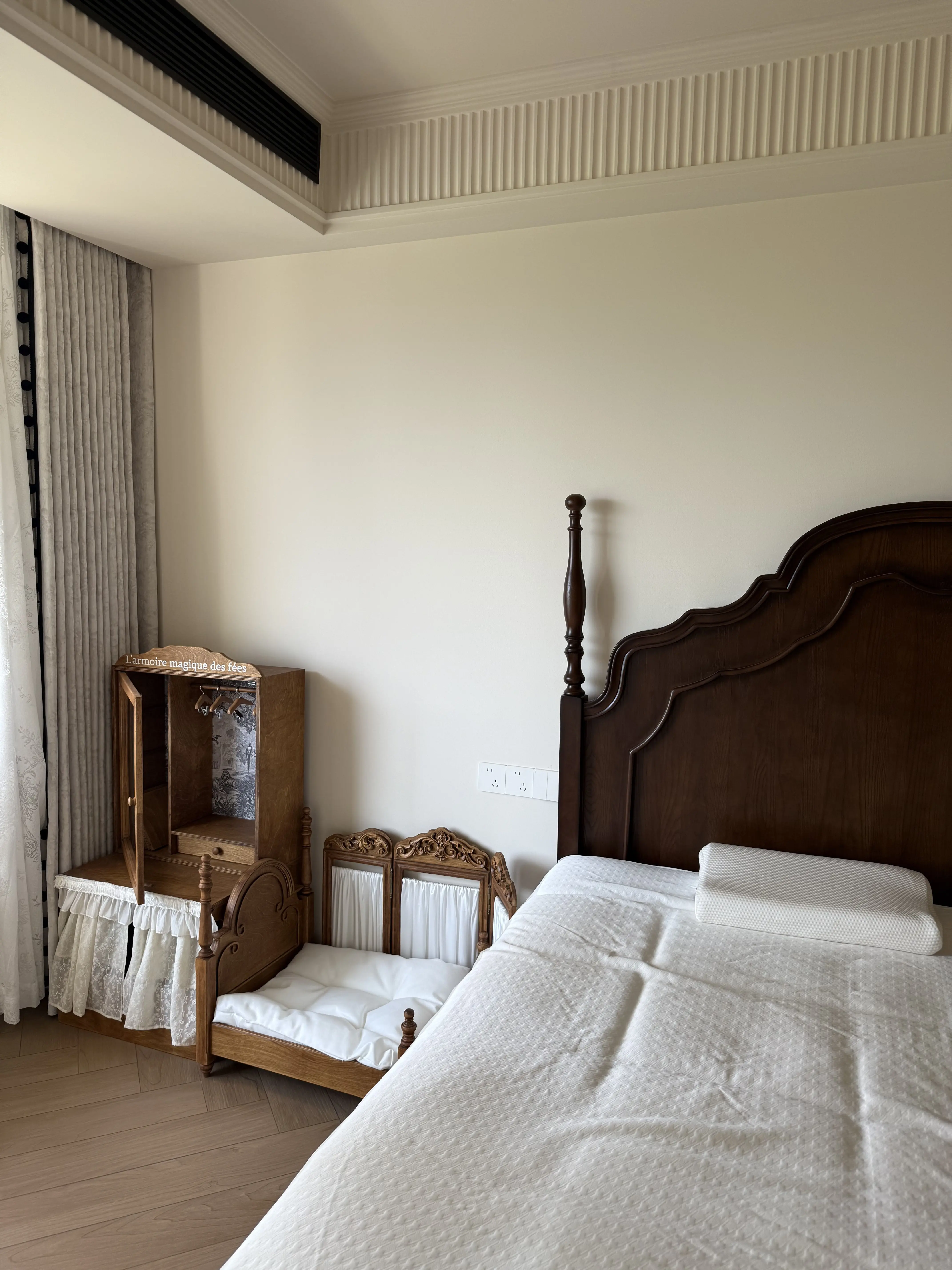 small wooden cat bed with mattress in a customer's home - Anna Princess Vintage Pet Bed
